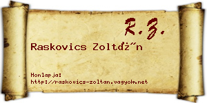 Raskovics Zoltán névjegykártya